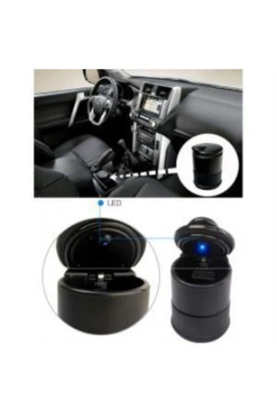 CMT Led Işıklı Oto Araç Içi Küllük Araba Kül Tablası Kapaklı Kokusuz - 3