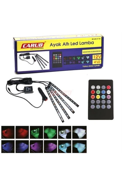 Carub 12 Led Ayak Altı Led Lamba Müziğe Duyarlı Kumandalı 4 Lü 12v Br4283706 - 3
