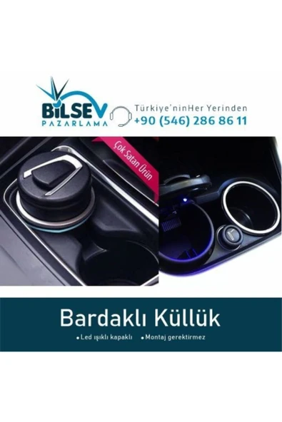 Bilsevpazarlama Araç Içi Işıklı Küllük Işıklı Kapaklı Araba Küllüğü Oto Küllük