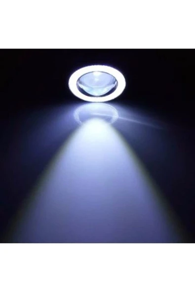 SAHLAN 89 Mm Beyaz Mercekli Angel Led Halkalı Sis Far Metal Gövde - 3