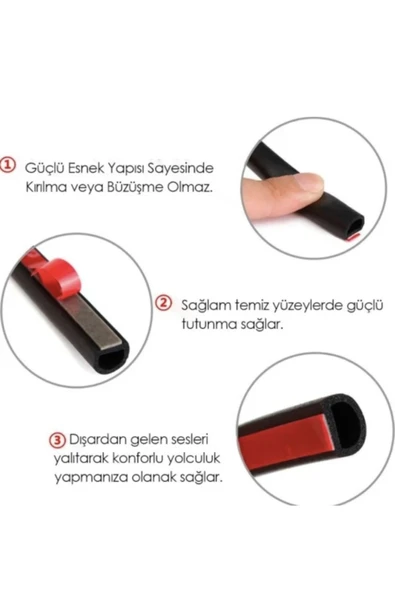 çınarlas Bantlı D Kapı Fitili, D Sünger Fitil, 3 Nolu Fitil,5 Metre (16*16) - 2
