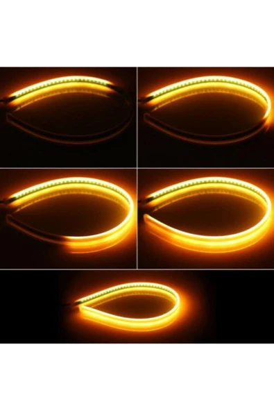 ünlütürkotoaksesuar Far Üstü Kayar Led Selamlamalı Far Ledi 45 Cm - Kırmızı Turuncu - 6
