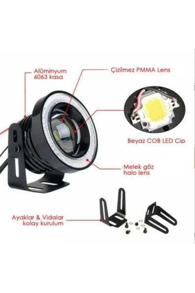 Universal Angel Sis Farı 76mm Buz Mavi Üniversal Mercekli Sis - 5