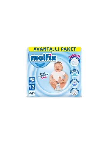 Molfix 3 Numara Midi 324'lü Bebek Bezi ürün görseli