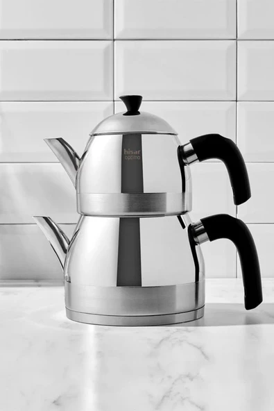 Hisar Optima Venüs İndüksiyon Tabanlı Midi Çelik Çaydanlık Siyah - 2