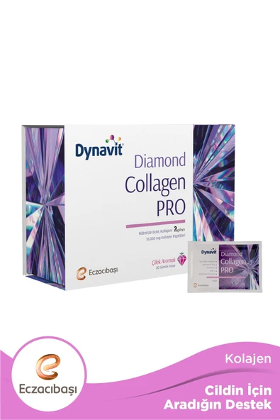 Dynavit Diamond Collagen Pro Çilek Aromalı Hidrolize Balık Kolajeni 30 Saşe