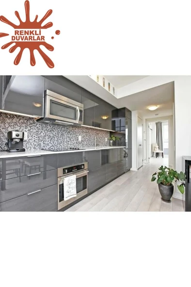 Renkli Duvarlar Parlak Gri  61cmx100cm Yapışkanlı Folyo Banyo Wc Mutfak Dolap Ve Mobilya Kaplama Folyosu - Resim 4