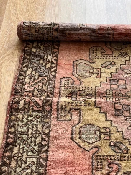 106x162 cm Küçük Vintage Türk Kilim, Benzersiz Motifli El Dokuma Yün Halı, Retro Tarzı Ev Dekoru - 5