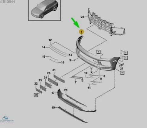 Oem 9Y0807217GRU Porsche Cayenne Ön Tampon 2017+ - Resim 2