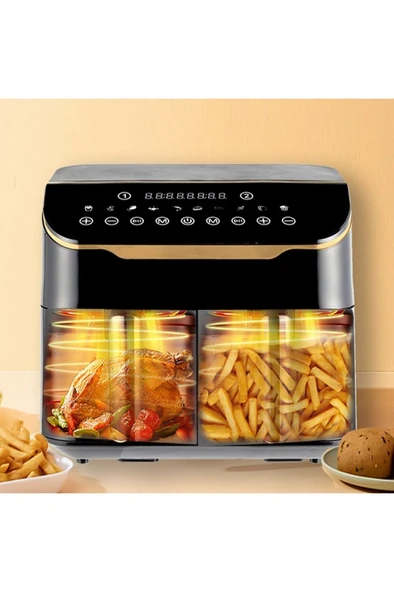 Yui Air Fryer 8 Litre Siyah M45 (4x4) Seramik Çift Hazneli Akıllı Fritöz - 3