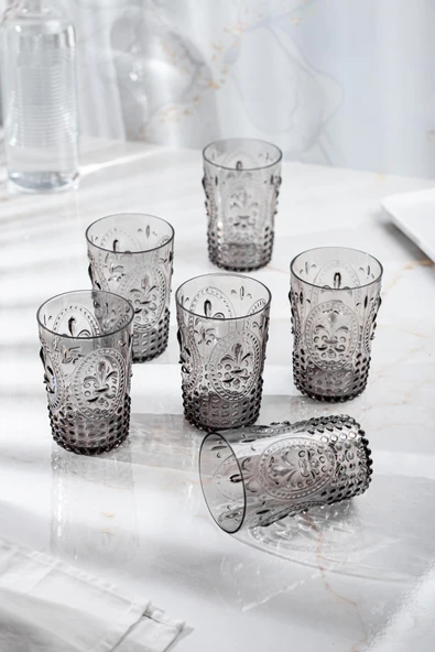 Akrilik Füme 6'lı Kısa Bardak & Su Meşrubat Kahve Yanı Bardağı 400 ml ( Cam Değildir ) - 2