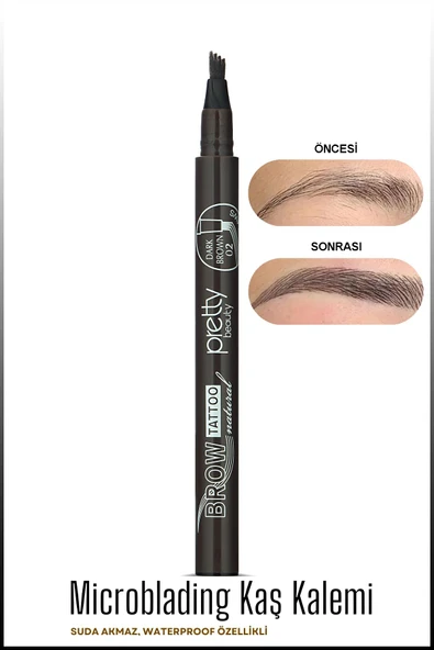 Pretty Kaş Kalemi 02 - Grimsi Kahve Tattoo Suya Dayanıklı Likit Pencıl - 4
