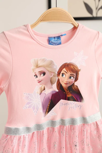 Kız Çocuk Frozen Elsa Anna Desenli Tütü Etekli Elbise - Resim 12
