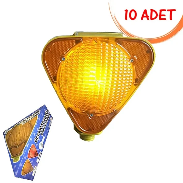 Led Flaşör Lamba Solar Üçgen Flaşör Sarı Güneş Enerjili Çakar Lamba (Sarı) 10 ADET