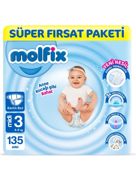 Molfix 3 Numara Midi 135'li Bebek Bezi ürün görseli