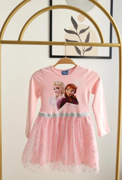 Kız Çocuk Frozen Elsa Anna Desenli Tütü Etekli Elbise - Resim 11