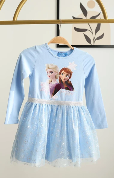 Kız Çocuk Frozen Elsa Anna Desenli Tütü Etekli Elbise - Resim 5