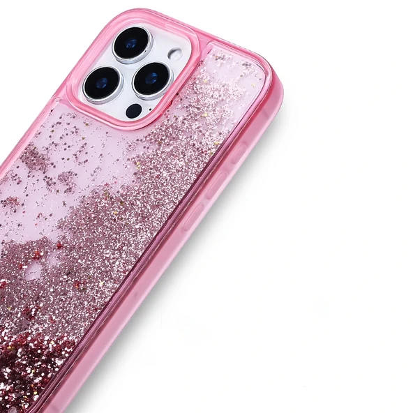 Apple iPhone 16 Pro Max Kılıf Sıvılı Simli Şeffaf Arka Yüzey Redclick Keto Silikon Kapak - 2