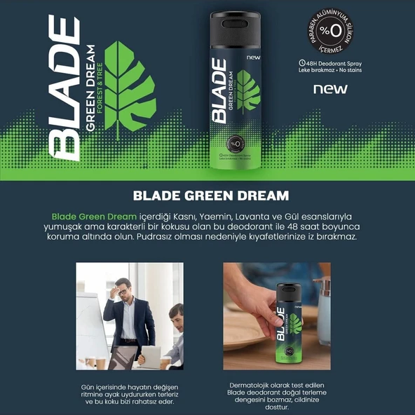 Blade Green Dream EDT Erkek Parfüm 70 ml - Resim 3
