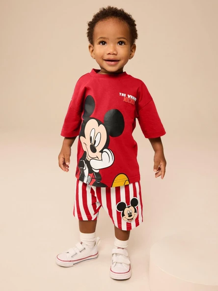 Erkek Çocuk Mickey Çizgili Şortlu Takım - 9