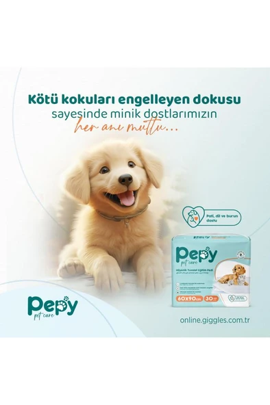 PEPY 60x90 Hijyenik Tuvalet Eğitim Pedi 30'lu 2 Paket 60 Adet - 3