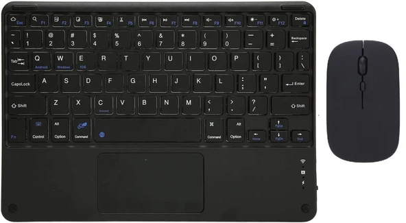 Onda Oliver Book A1 10.1" Uyumlu Bluetooth Şarjlı TouchPad'li Klavye Mouse Set - Siyah