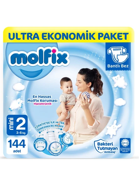 Molfix 2 Beden Mini 144'lü Bebek Bezi ürün görseli