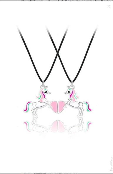 2'li Mıknatıslı Kolye Unicorn Kolye Best Friends Arkadaşlık Kolyesi BF Aksesuar Şık Takı