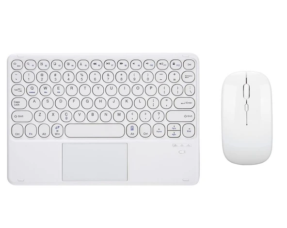 Onda Oliver Book A1 10.1" Uyumlu Bluetooth Şarjlı TouchPad'li Klavye Mouse Seti - Beyaz