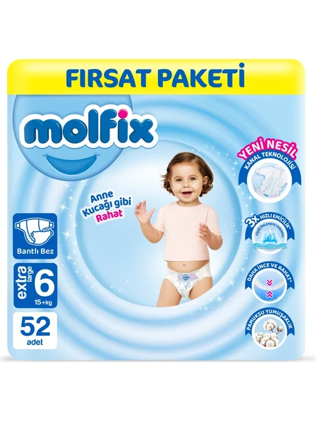Molfix 6 Numara Extra Large 52'li Bebek Bezi