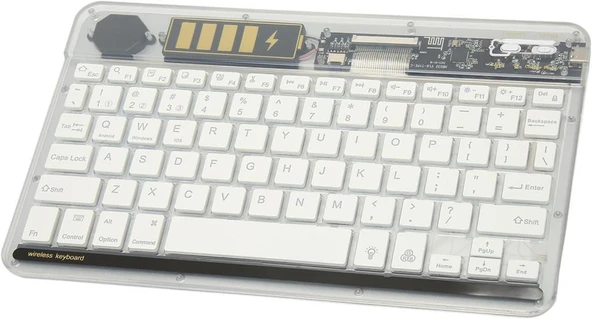 Apple iPad Mini 7 2024 8.3" Uyumlu Bluetooth Şarjlı Rgp 7 Renk Işıklı Klavye - Beyaz - Resim 3