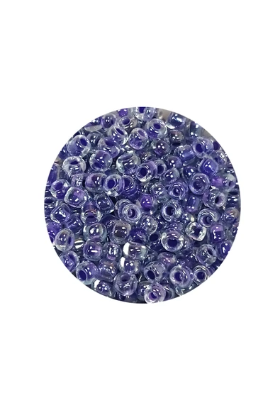 Dökme Cam Kum Boncuk (8/0) 3 mm - 60 Gram - Şeffaf Mor Beyaz - BNC222 - Resim 2