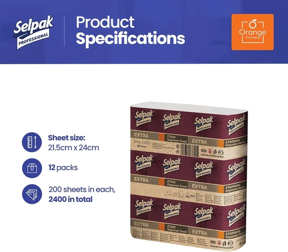 Selpak Professional Extra Z Katlı Havlu 21.5 x 24 Cm. 2 Koli (24 Paket)  (7906606) - 4