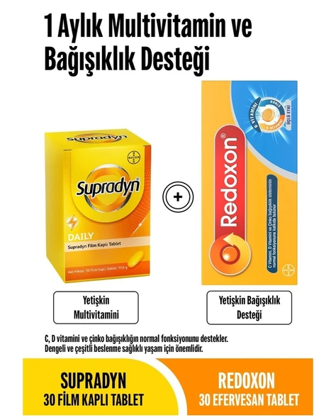 Supradyn Daily 30 Tablet + Redoxon Üçlü Etki 30 Efervesan Tablet ürün görseli