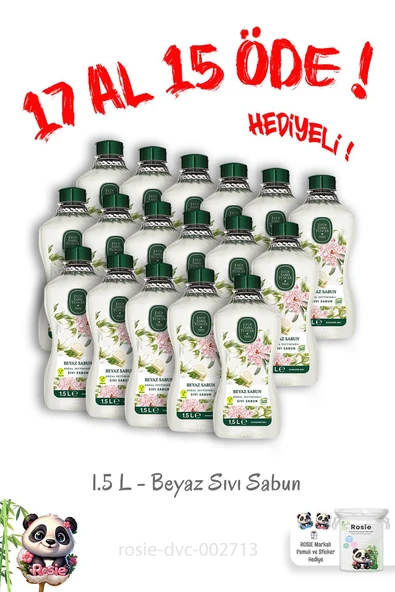 Doğal Zeytinyağlı Sıvı Beyaz Sabun 1.5 L  17 Al 15 Öde ve Rosie Hediye ürün görseli