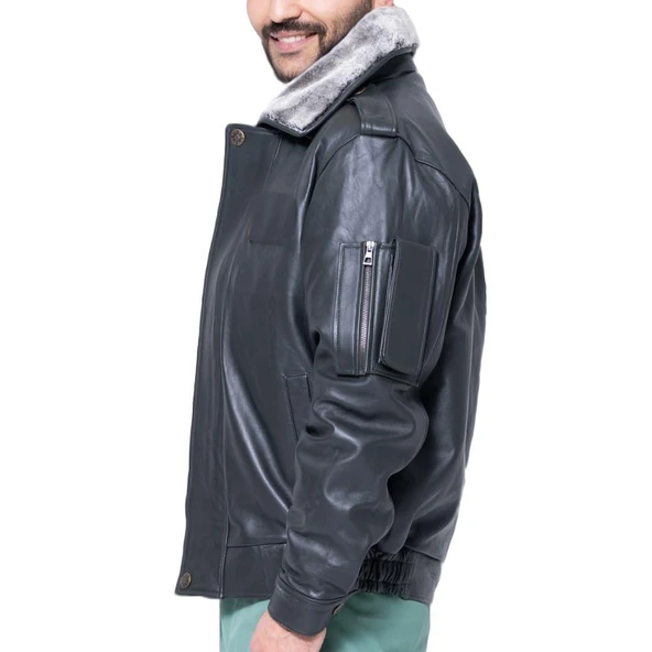 CAT3A Deri Pilot Montu Kül Siyahı YC no patch