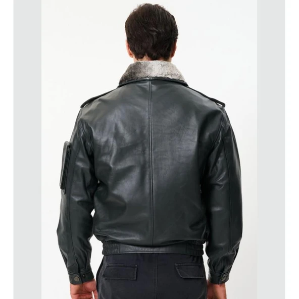 CAT3A Deri Pilot Montu Kül Siyahı YC no patch - 4