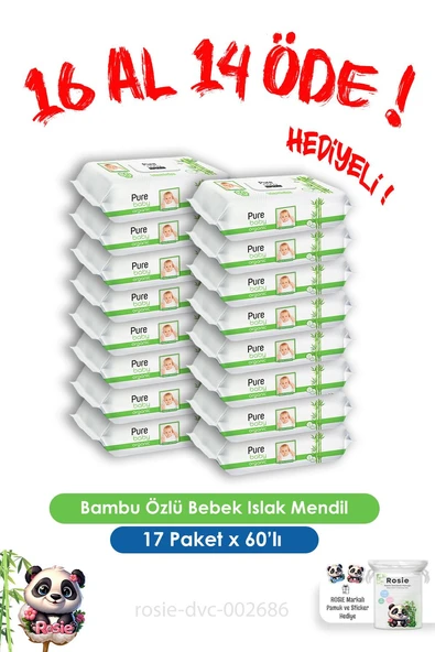 16 Al 14 Öde Organik Bambu Özlü Bebek Islak Havlu 60 Yaprak