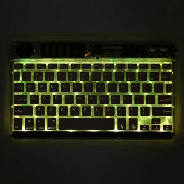 Apple iPad Mini 7 2024 8.3" Uyumlu Bluetooth Şarjlı Rgp 7 Renk Işıklı Klavye - Beyaz - Resim 6