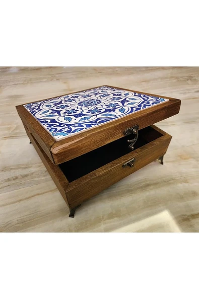 Mia92-çini Organizer - Takı-mücevher-ikramlık Kutusu Ahşap Çinili -çok Amaçlı (EL IŞÇİLİĞİ)22*22 Cm - 2