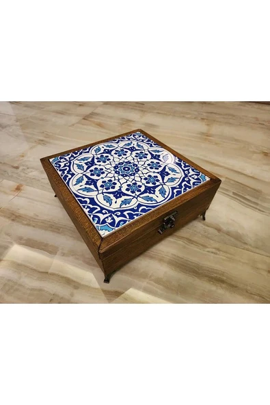 Mia92-çini Organizer - Takı-mücevher-ikramlık Kutusu Ahşap Çinili -çok Amaçlı (EL IŞÇİLİĞİ)22*22 Cm - 4
