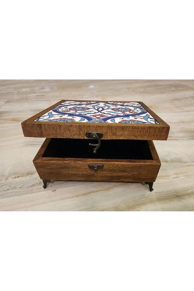 Mia92-çini Organizer - Takı-mücevher-ikramlık Kutusu Ahşap Çinili -çok Amaçlı (EL IŞÇİLİĞİ)22*22 Cm - 8