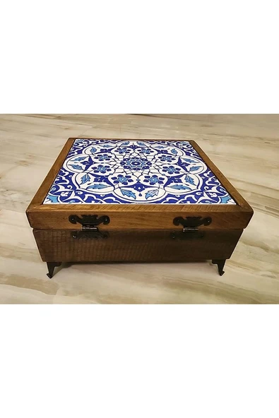 Mia92-çini Organizer - Takı-mücevher-ikramlık Kutusu Ahşap Çinili -çok Amaçlı (EL IŞÇİLİĞİ)22*22 Cm - 5