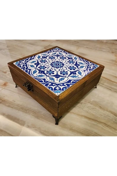 Mia92-çini Organizer - Takı-mücevher-ikramlık Kutusu Ahşap Çinili -çok Amaçlı (EL IŞÇİLİĞİ)22*22 Cm - 3