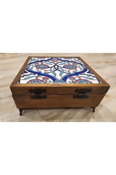 Mia92-çini Organizer - Takı-mücevher-ikramlık Kutusu Ahşap Çinili -çok Amaçlı (EL IŞÇİLİĞİ)22*22 Cm - 10