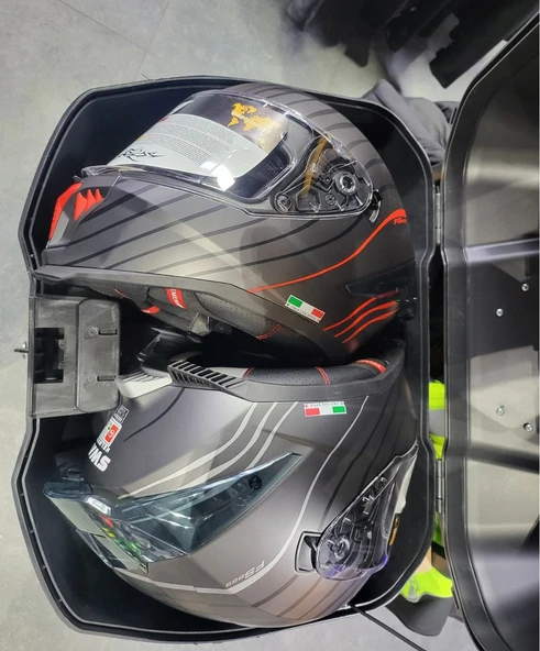 52 Litre Motosiklet Çantası Topcase Çift Kask Alır Tien Sırt Dayama Pedli Otomatik Kilitli Arasmto - Resim 5