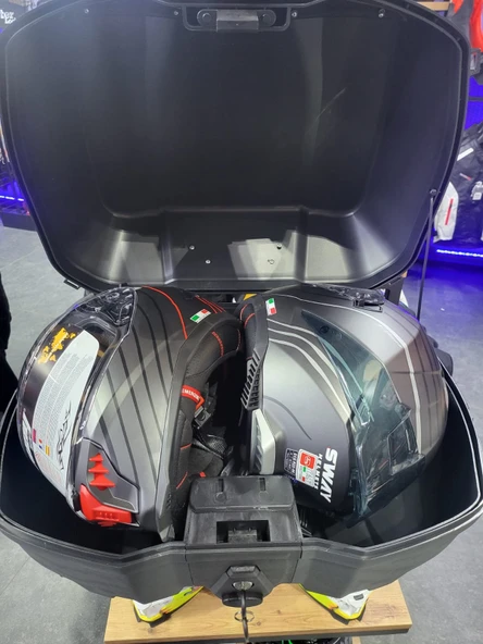 52 Litre Motosiklet Çantası Topcase Çift Kask Alır Tien Sırt Dayama Pedli Otomatik Kilitli Arasmto - Resim 8