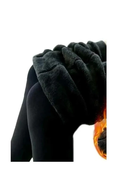 Kışlık Siyah Toparlayıcı Etkili Kaliteli Içi Peluş Termal Tayt Içlik - 5