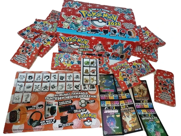 Hayal Sepeti Pokemon Yeni BÜYÜK Kutu 2025 288 kart + 288 sticker  Orjinal Oyun Kartı 288 Adet
