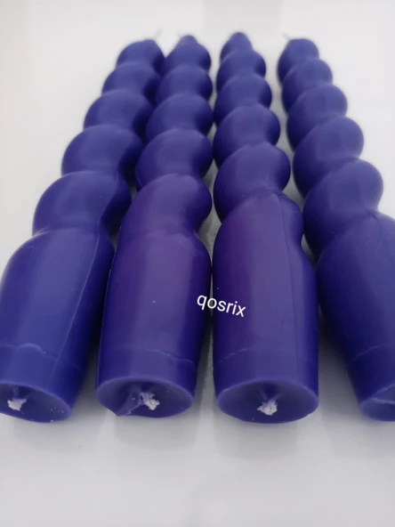 qosrix 4'lü Mor Italyan Burgulu Şamdan Soya Mumu Doğal Kokulu Uzun Çubuk Konik Burgu Mum Spiral Dekoratif - Resim 2